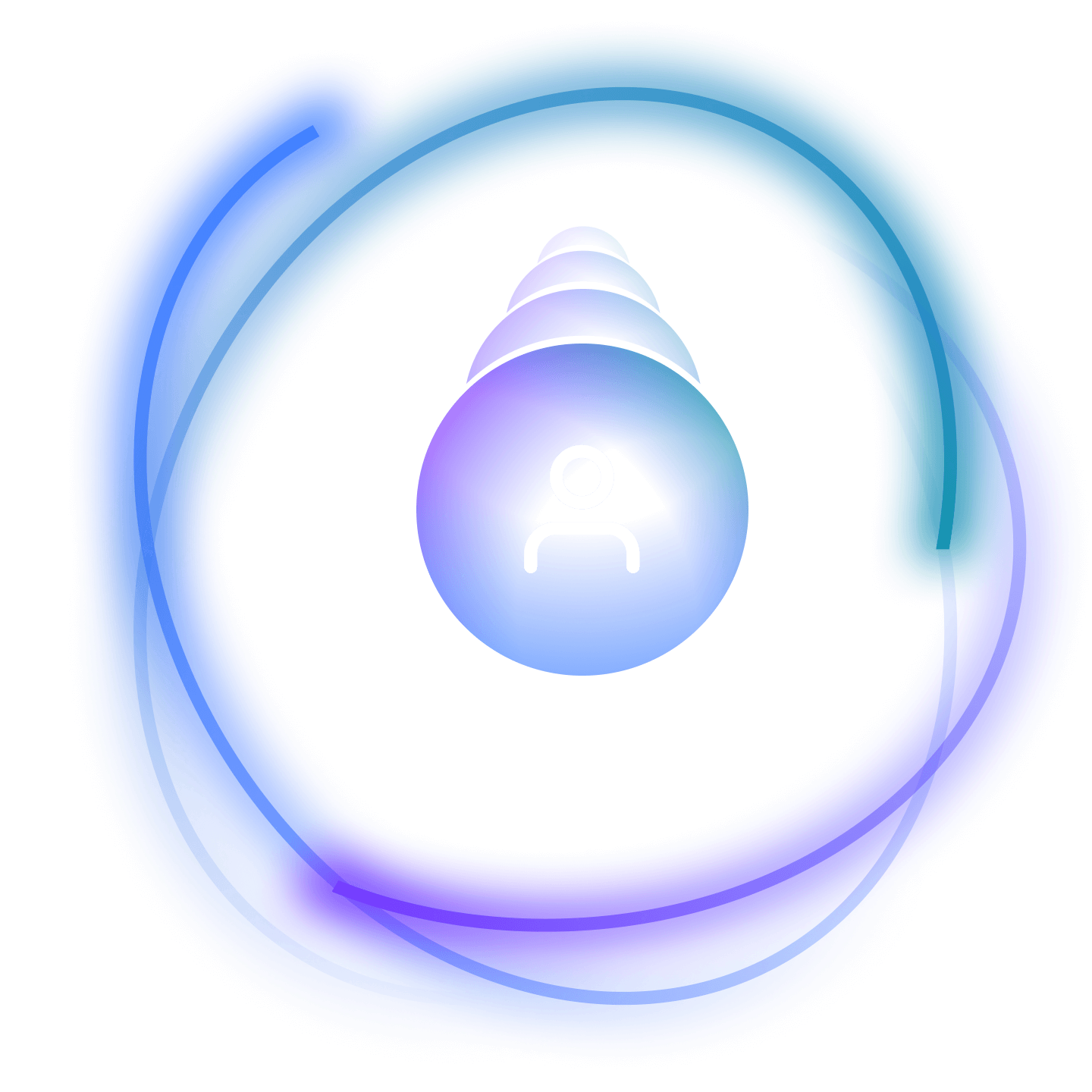 Orbital circles flowing around a fan icon