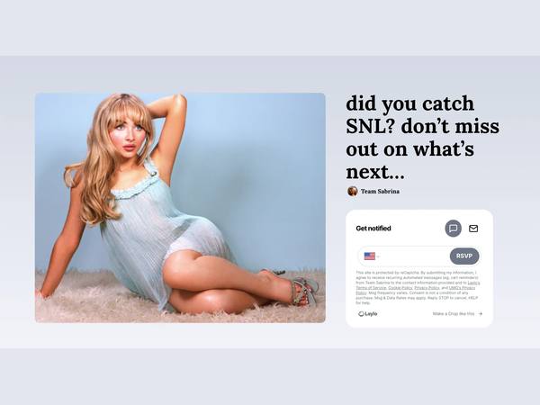 Team Sabrina’s Laylo drop page after her SNL performance
