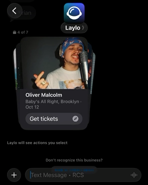 A Discovery Agent text on a fan's phone